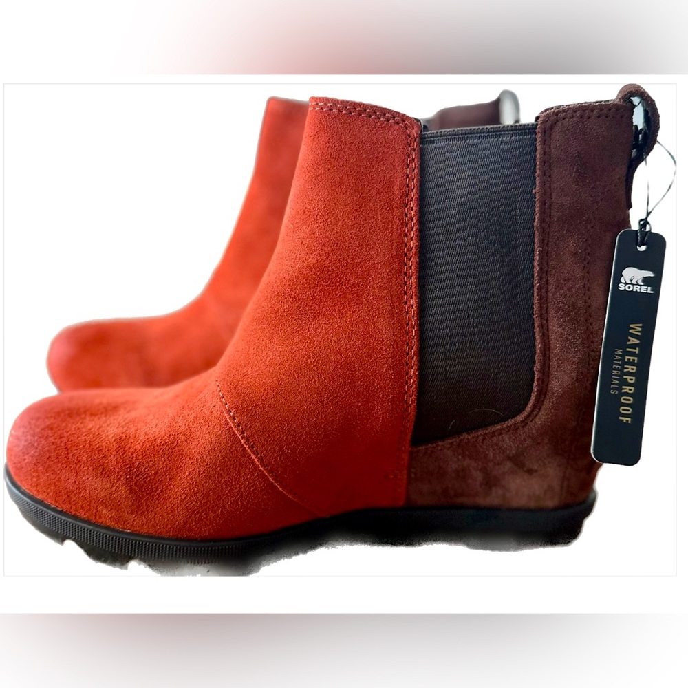 SOREL Joan of Arctic Wedge II boots sz 9 rusted red + brown